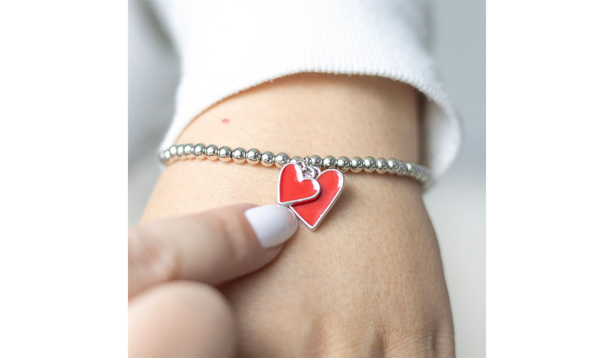 All You Need Is Love Beaded Heart Charm Bracelet