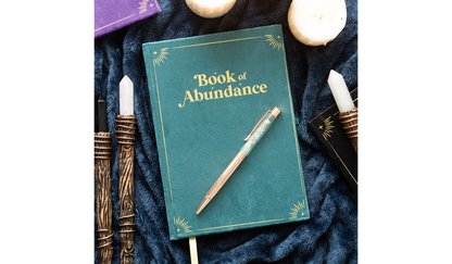 Book of Abundance Journal with Green Aventurine Crystal Pen