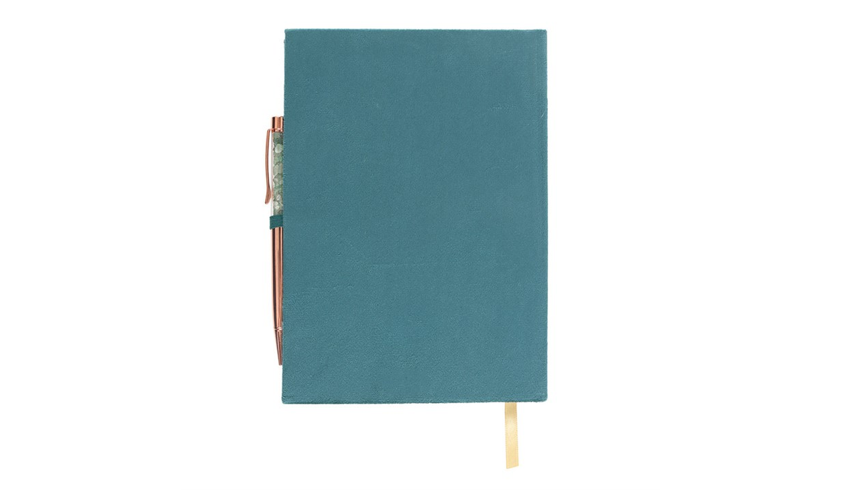 Book of Abundance Journal with Green Aventurine Crystal Pen