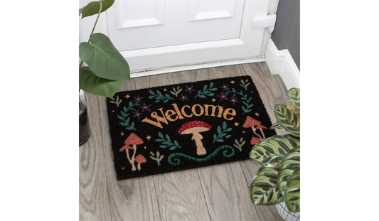 Black Mushroom Welcome Doormat