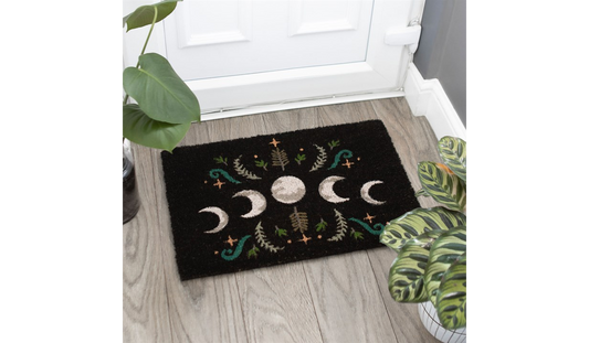 Black Dark Forest Moon Phase Doormat