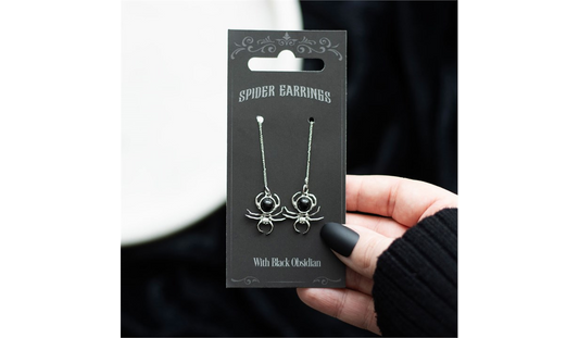 Black Obsidian Spider Threader Earrings