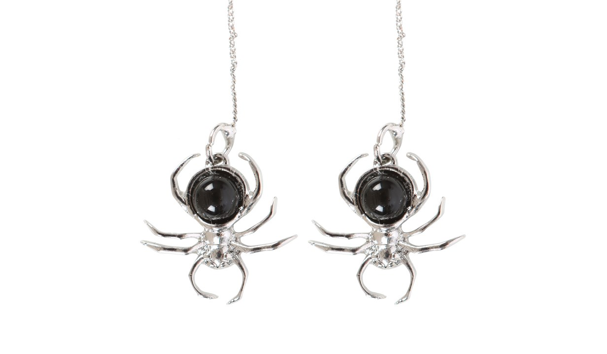 Black Obsidian Spider Threader Earrings