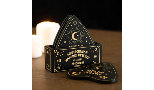 Black Talking Board Planchette Coaster Set