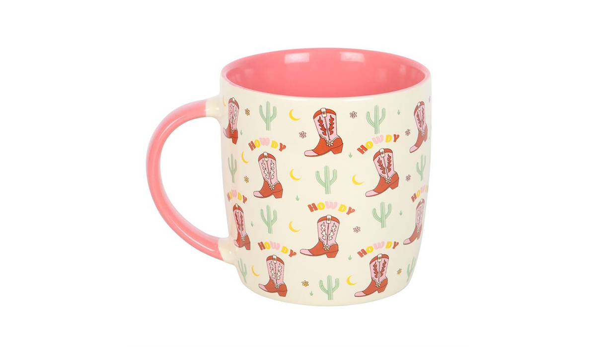 Howdy Cowboy Boot Print Mug