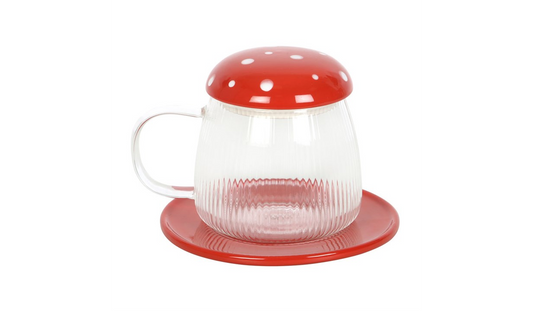 Glass Mushroom Mug and Saucer