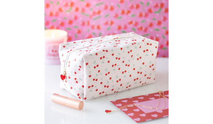 Heart Cherry Print Makeup Bag