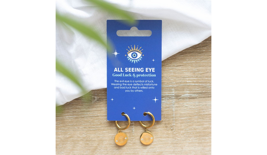 Gold Toned All Seeing Eye Earrings