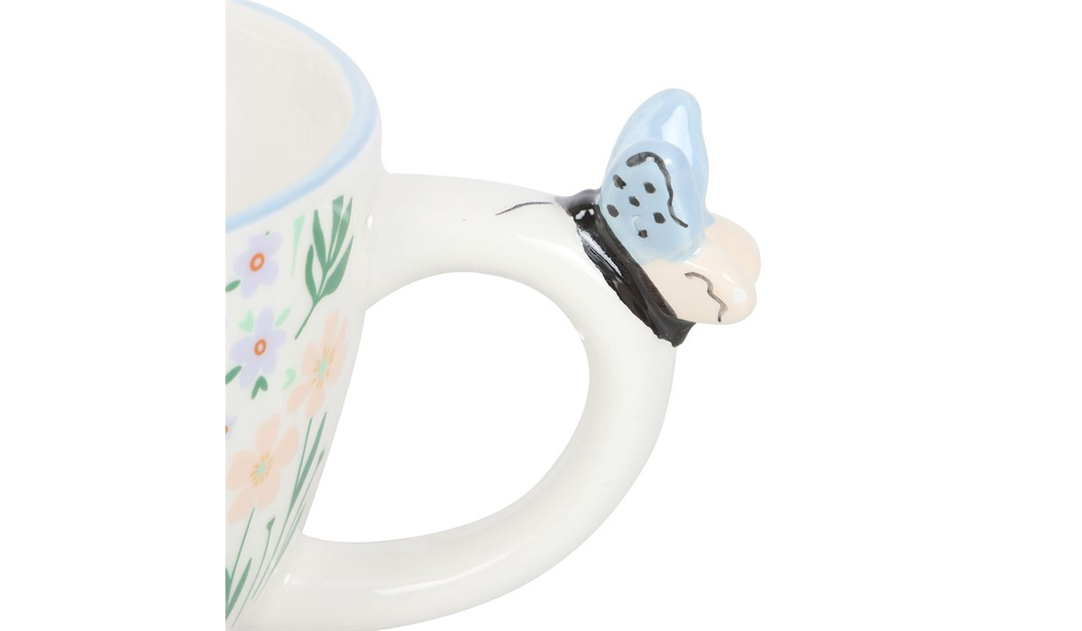 Hello Beautiful Ditsy Floral Print Mug with Butterfly