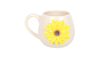 Hello Sunshine Rounded Mug with 3D Sunflower