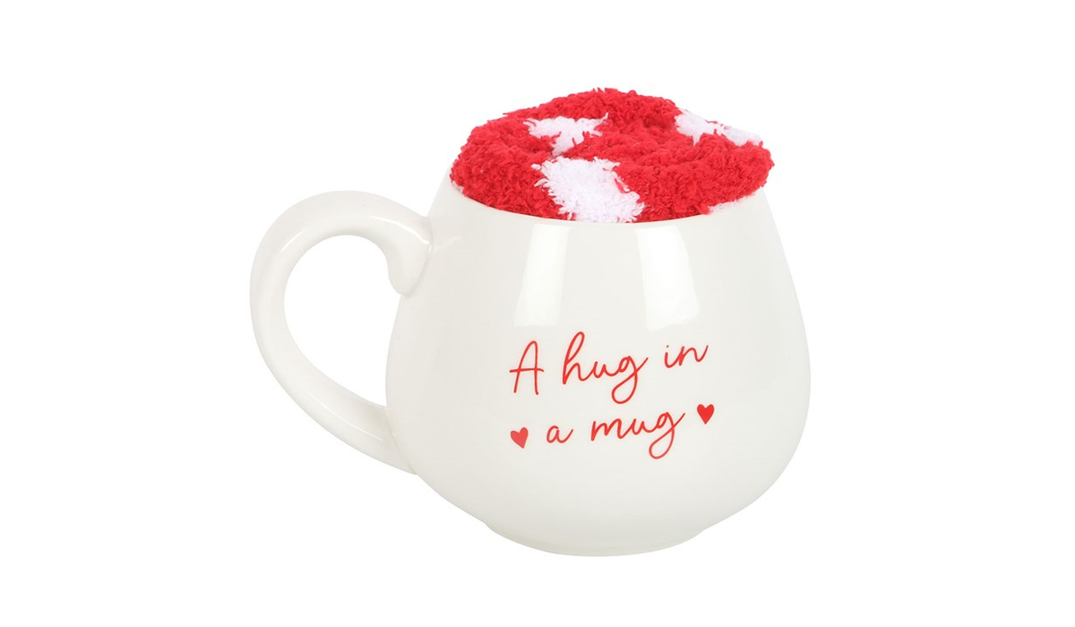 Hug in a Mug Heart Mug and Socks Set