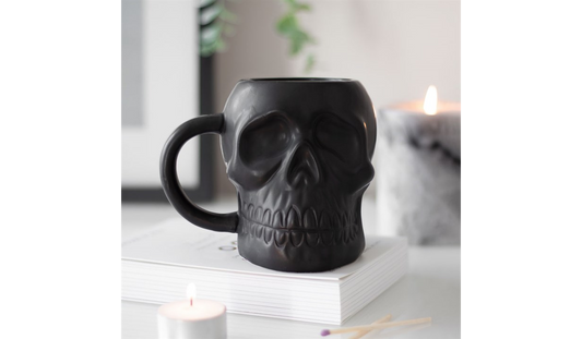 Matte Black Skull Mug