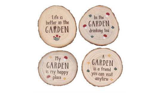 Garden Wood Slice Coaster Set