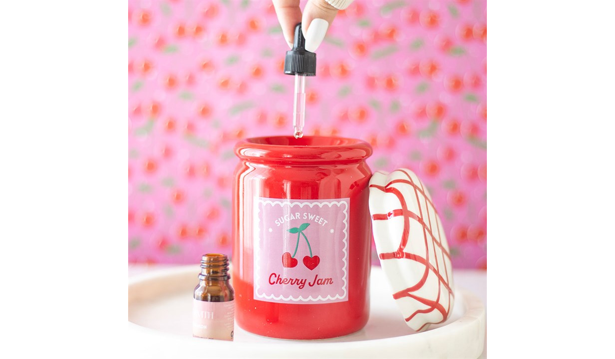 Cherry Jam Jar Oil Burner and Wax Warmer