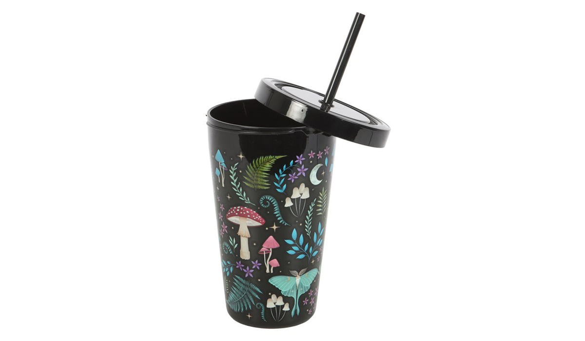 Dark Forest Print Plastic Tumbler with Straw