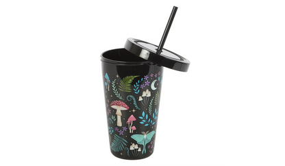 Dark Forest Print Plastic Tumbler with Straw