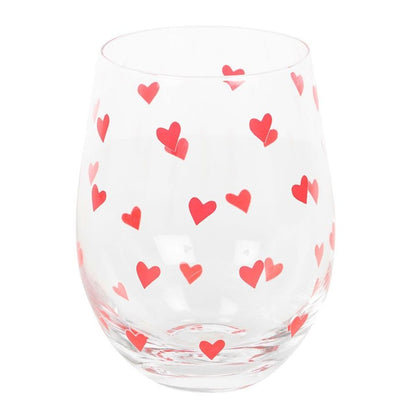 Heart Print Stemless Glass