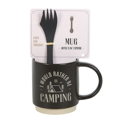 I Would Rather Be Camping Mug with 3-in-1 Spork